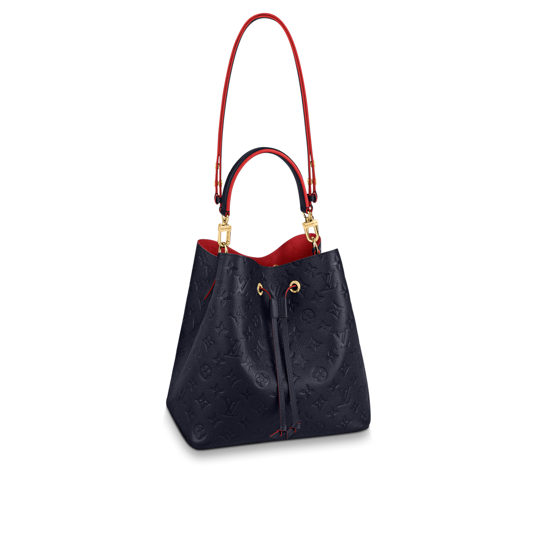 Louis Vuitton NEONOE MM Bucket Bag Monogram Empreinte M45306 Navy/Red